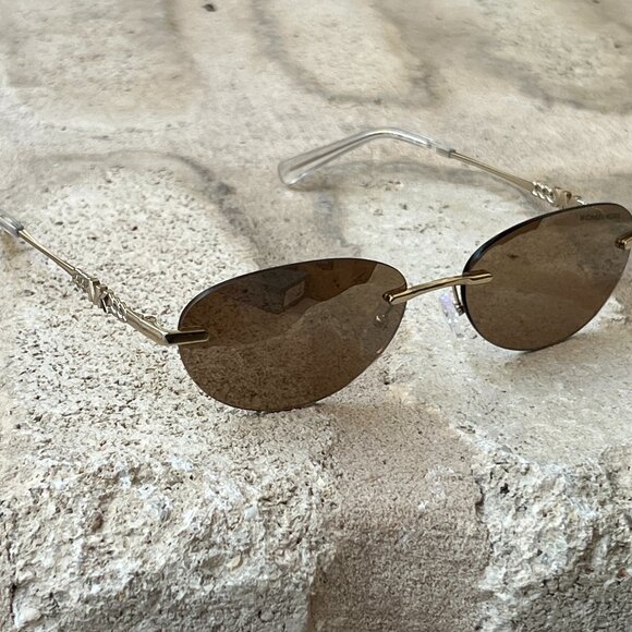 Michael Kors sunglasses brown mirror gold rimless Mk1151 Manchester Oval NWT NEW - Picture 1 of 13
